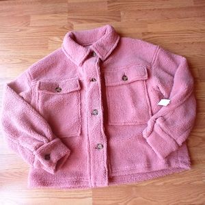 P**NEW ladies pink furry jacket sz Small